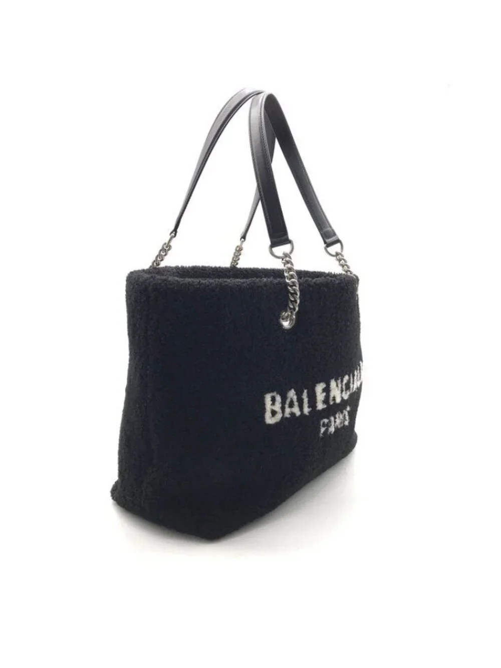 Balenciaga Tote Duty Chain Shearling Black